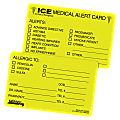 Tabbies® Emergency Information Cards, ICE, Fluorescent Yellow, Pack of 25