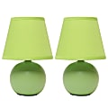 Simple Designs  Mini Ceramic Globe Table Lamp, 8.66"H, Green, 2pk