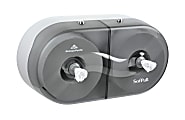 SofPull Mini Twin High-Capacity Center-Pull Bathroom Tissue Dispenser, Black 1 thumbnail image