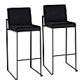 LumiSource Fuji High-Back Bar Stools, Black/Black, Set Of 2 Stools