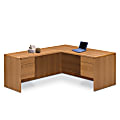 HON® 10600 Single-Pedestal Desk, Pedestal On Right, 2 Drawers, 29 1/2"H x 66"W x 30"D, Medium Oak 1 thumbnail image