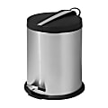 Honey-Can-Do Steel Step Trash Can, Round, 1.3 Gallons, Stainless