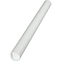 Quality Park White Kraft Fiberboard Mailing Tubes - 2" Width x 24" Length - Removable End Caps - Fiberboard, Kraft - 25 / Carton - White