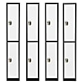 Alpine 2-Tier Steel Lockers, 72”H x 12”W x 12”D, Black/White, Set Of 4 Lockers