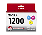 Canon Tricolor Ink Cartridges, Yellow/Magenta/Cyan, Pack Of 3 Cartridges, PGI-1200CMY 1 thumbnail image