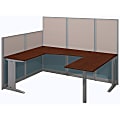 Bush Business Furniture Office In An Hour U Workstation, Hansen Cherry Finish, Premium Delivery