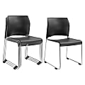 National Public Seating® 8800 Series Cafetorium Plastic Stack Chairs, Charcoal Slate/Chrome, Pack Of 4 Chairs