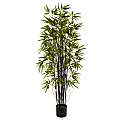 Nearly Natural Black Bamboo 60”H Plastic Tree With Pot, 60”H x 31-1/2”W x 31-1/2”D, Green