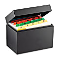 Steelmaster Heavy-duty Steel Card File Box - External Dimensions: 6.6" Width x 4.1" Depth x 4.9" Height - 500 x Index Card (4" x 6") - Hinged Closure - Steel - Black - For Index Card - Recycled - 1 Each