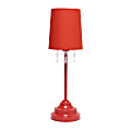 Simple Designs Table Lamp with Fabric Shade and Hanging Acrylic Beads, Red