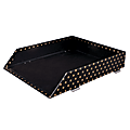 See Jane Work® Gold Foil Stacking Letter Tray, 10" x 12" x 2 1/2", Black/Gold