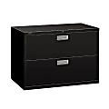 HON® Brigade® 600 42"W x 18"D Lateral 2-Drawer File Cabinet, Black 1 thumbnail image