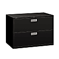 HON® Brigade® 600 20"D Lateral 2-Drawer File Cabinet, Black
