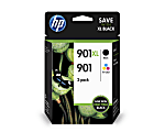 HP 901XL Black/901 Tri-Color High-Yield Ink Cartridges, Pack Of 2, CZ722FN 1 thumbnail image
