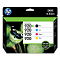 HP 920XL Black/920 Cyan; Magenta; Yellow High-Yield/Standard Yield Ink Cartridges, Pack Of 4, CZ142FN 1 thumbnail image