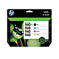 HP 940XL Black/940 Cyan; Magenta; Yellow High-Yield Ink Cartridges, Pack Of 4, CZ143FN 1 thumbnail image
