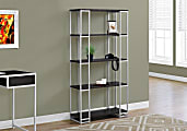 Monarch Specialties 62"H 4-Shelf Contemporary Metal Bookcase, Cappuccino/Silver 1 thumbnail image
