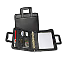 Samsill Sterling Zipper Binder Portfolio - Letter - 8 1/2" x 11" Sheet Size - 3 x Round Ring Fastener(s) - 2" Fastener Capacity for Folder - 2 Exterior, Internal Pocket(s) - Vinyl, Leather - Black - 3.85 lb - 1 Each