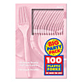 Amscan Mid-Weight Forks, 7-1/4", Blush Pink, 100 Forks Per Pack, Set Of 2 Packs