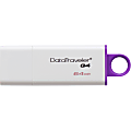 Kingston 64GB DataTraveler G4 USB 3.0 Flash Drive - 64 GB - USB 3.0 - Violet, White