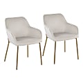 LumiSource Daniella Contemporary Dining Chairs, Cream/Gold, Set Of 2 Chairs