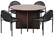 Boss Office Products Conference Table with 4 Chairs, Cherry/Black