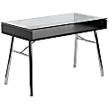 Flash Furniture Brettford Contemporary Tempered-Glass Desk, Clear/Chrome