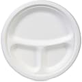 Dixie 3-Compartment Paper Plates by GP Pro - Disposable - Microwave Safe - White - Molded Fiber Body - 50 / Pack