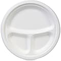 Dixie 3-Compartment Paper Plates by GP Pro - Disposable - Microwave Safe - White - Molded Fiber Body - 50 / Pack 1 thumbnail image