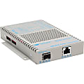 Omnitron OmniConverter 10/100/1000 PoE Gigabit Ethernet Fiber Media Converter Switch RJ45 SFP - 1 x 10/100/1000BASE-T; 1 x 100/1000BASE-X (SFP); US AC Powered; Lifetime Warranty