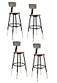 National Public Seating Adjustable Hardboard Stools With Backs, 25"-33"H, Black, Set of 4