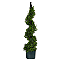 Nearly Natural Cypress Spiral Topiary Tree 3’H Artificial Plant With Planter, 36”H x 8”W x 8”D, Green/Black