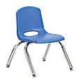 ECR4Kids® School Stack Chairs, 10" Seat Height, Blue/Chrome Legs, Pack Of 6