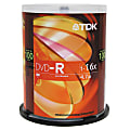 TDK DVD-R Recordable Media Spindle, 4.7GB/120 Minutes, Pack Of 100