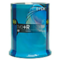 TDK DVD+R Recordable Media Spindle, 4.7GB/120 Minutes, Pack Of 100