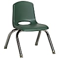 ECR4Kids® School Stack Chairs, 10" Seat Height, Hunter Green/Chrome Legs, Pack Of 6