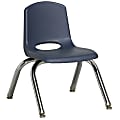 ECR4Kids® School Stack Chairs, 10" Seat Height, Navy/Chrome Legs, Pack Of 6