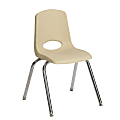 ECR4Kids® School Stack Chairs, 10" Seat Height, Sand/Chrome Legs, Pack Of 6