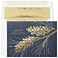 Custom Foil-Embellished Holiday Greeting Cards With Foil-Lined Envelopes, 7-7/8" x 5-5/8", Seasonal Spirit/Gold-Lined Envelopes, Box Of 25