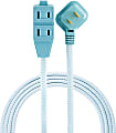Cordinate Braided 3-Outlet Indoor Extension Cord, 8', Mint/White, 39983-T1