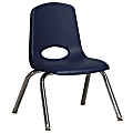 ECR4Kids® School Stack Chairs, 12" Seat Height, Navy/Chrome, Pack Of 6