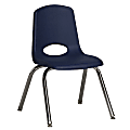 ECR4Kids® School Stack Chairs, 14" Seat Height, Navy/Chrome Legs, Pack Of 6