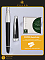 Cross® Aventura Fountain Pen, Medium Point, 0.43 mm, Black/Chrome Barrel, Black Ink