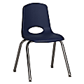 ECR4Kids® School Stack Chairs, 16" Seat Height, Navy/Chrome Legs, Pack Of 6