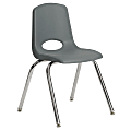ECR4Kids® School Stack Chairs, 18" Seat Height, Gray/Chrome Legs, Pack Of 5