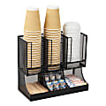 Mind Reader 2 Tier 6 Compartment Coffee Cup and Condiment Organizer, 11-1/4"H x 6-129/20"W x 13"D, Black 1 thumbnail image
