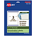 Avery® Print-to-the-Edge Dissolvable Labels With Sure Feed® Technology, 94250-DWMP10, Rectangle, 3"x7", Matte Off-White, Pack Of 30 1 thumbnail image