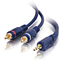 C2G 6ft Velocity One 3.5mm Stereo Male to Two RCA Stereo Male Y-Cable - Mini-phone Male - RCA Male - 6ft - Blue 1 thumbnail image