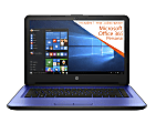 HP 14-am052nr Laptop, 14" Screen, Intel® Celeron®, 4GB Memory, 32GB Solid State Drive, Windows® 10 Home