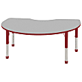 ECR4Kids® Adjustable Kidney Activity Tables, Chunky Legs, 48"W x 72"D, Gray/Red